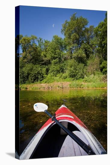 Kayak on a Forested Lake-Steve Gadomski-Stretched Canvas