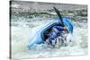 Kayak on Whitewater. Focus on Back of Kayak and Water-soupstock-Stretched Canvas