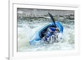 Kayak on Whitewater. Focus on Back of Kayak and Water-soupstock-Framed Photographic Print