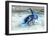 Kayak on Whitewater. Focus on Back of Kayak and Water-soupstock-Framed Photographic Print