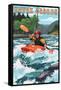 Kayak Oregon - River Scene-Lantern Press-Framed Stretched Canvas