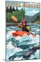 Kayak Oregon - River Scene-Lantern Press-Mounted Art Print