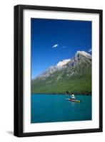 Kayaker At Glacier National Park. Bow Lake.-Lindsay Daniels-Framed Photographic Print