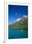 Kayaker At Glacier National Park. Bow Lake.-Lindsay Daniels-Framed Photographic Print