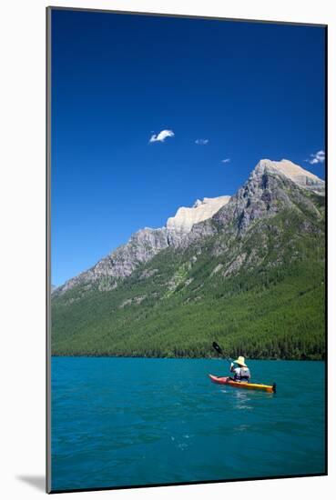 Kayaker At Glacier National Park. Bow Lake.-Lindsay Daniels-Mounted Photographic Print