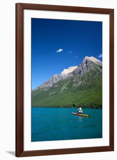 Kayaker At Glacier National Park. Bow Lake.-Lindsay Daniels-Framed Photographic Print