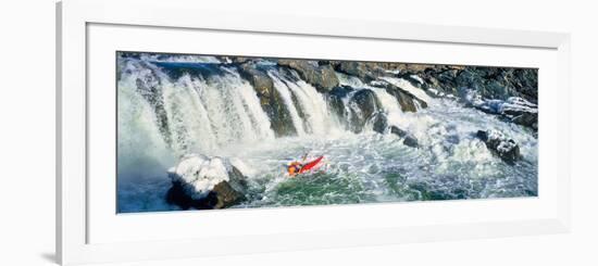 Kayaker descending waterfall, Great Falls, Potomac River, Montgomery County, Maryland, USA-null-Framed Photographic Print