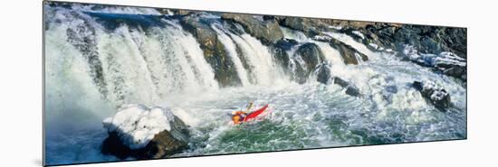 Kayaker descending waterfall, Great Falls, Potomac River, Montgomery County, Maryland, USA-null-Mounted Photographic Print