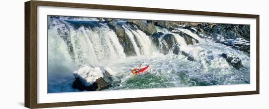 Kayaker descending waterfall, Great Falls, Potomac River, Montgomery County, Maryland, USA-null-Framed Premium Photographic Print