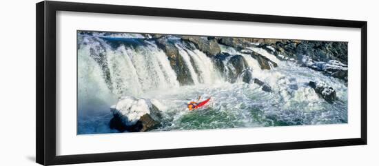 Kayaker descending waterfall, Great Falls, Potomac River, Montgomery County, Maryland, USA-null-Framed Photographic Print