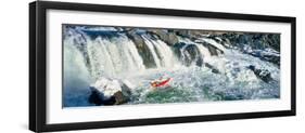 Kayaker descending waterfall, Great Falls, Potomac River, Montgomery County, Maryland, USA-null-Framed Photographic Print