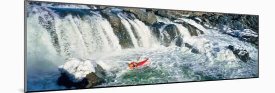 Kayaker descending waterfall, Great Falls, Potomac River, Montgomery County, Maryland, USA-null-Mounted Photographic Print