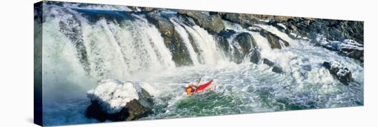 Kayaker descending waterfall, Great Falls, Potomac River, Montgomery County, Maryland, USA-null-Stretched Canvas