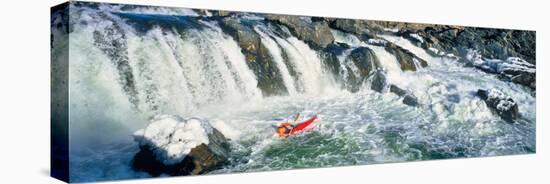 Kayaker descending waterfall, Great Falls, Potomac River, Montgomery County, Maryland, USA-null-Stretched Canvas