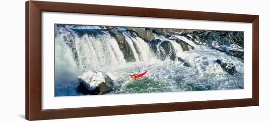 Kayaker descending waterfall, Great Falls, Potomac River, Montgomery County, Maryland, USA-null-Framed Photographic Print