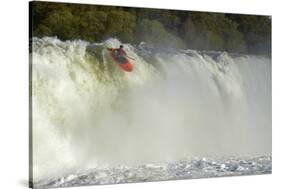 Kayaker Going over Maruia Falls, Tasman, South Island, New Zealand-David Wall-Stretched Canvas