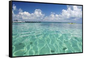 Kayaker in Blue Waters, Southwater Cay, Belize-Cindy Miller Hopkins-Framed Stretched Canvas