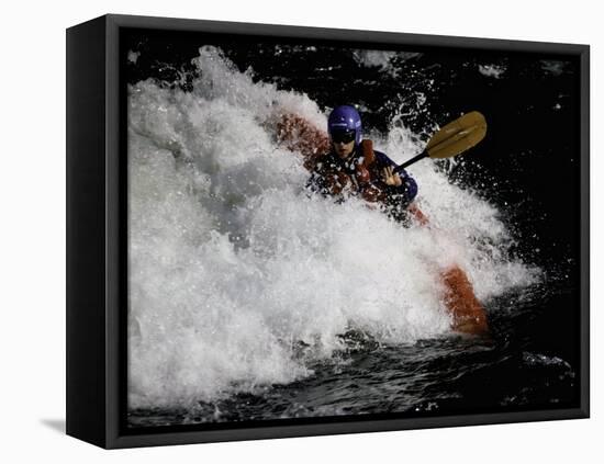 Kayaker in Whitewater, USA-Michael Brown-Framed Stretched Canvas