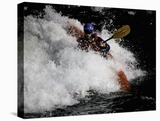 Kayaker in Whitewater, USA-Michael Brown-Stretched Canvas