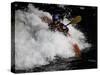 Kayaker in Whitewater, USA-Michael Brown-Stretched Canvas