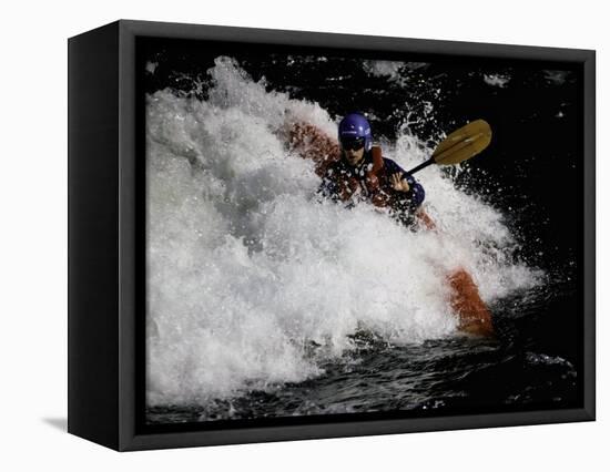 Kayaker in Whitewater, USA-Michael Brown-Framed Stretched Canvas