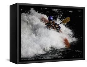Kayaker in Whitewater, USA-Michael Brown-Framed Stretched Canvas