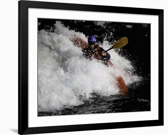 Kayaker in Whitewater, USA-Michael Brown-Framed Photographic Print