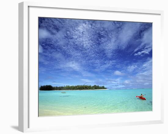 Kayaker, Muri Beach, Rarotonga, Cook Islands-Walter Bibikow-Framed Photographic Print