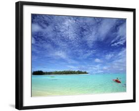 Kayaker, Muri Beach, Rarotonga, Cook Islands-Walter Bibikow-Framed Photographic Print