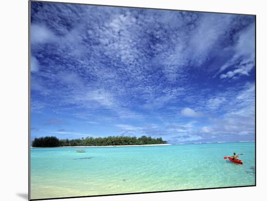 Kayaker, Muri Beach, Rarotonga, Cook Islands-Walter Bibikow-Mounted Photographic Print