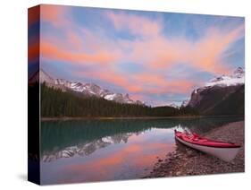 Kayaker on Maligne Lake, Jasper National Park, Alberta, Canada-Gary Luhm-Stretched Canvas