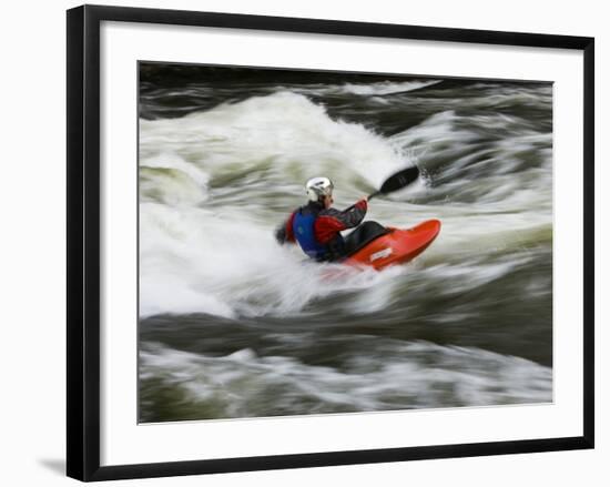 Kayaker Plays in a Hole in Tariffville Gorge, Farmington River in Tariffville, Connecticut, USA-Jerry & Marcy Monkman-Framed Photographic Print