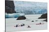 Kayaker's exploring Grey Lake and Grey Glacier, Torres del Paine National Park, Chile, Patagonia-Adam Jones-Stretched Canvas