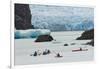 Kayaker's exploring Grey Lake and Grey Glacier, Torres del Paine National Park, Chile, Patagonia-Adam Jones-Framed Photographic Print