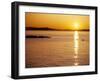 Kayakers at sunset, San Juan Island, WA. Haro Strait, Vancouver Island in the background-Stuart Westmorland-Framed Photographic Print