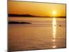 Kayakers at sunset, San Juan Island, WA. Haro Strait, Vancouver Island in the background-Stuart Westmorland-Mounted Photographic Print