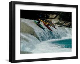 Kayakers Drop Vertically on Shumel Ja River, Mexico-Michael Brown-Framed Photographic Print