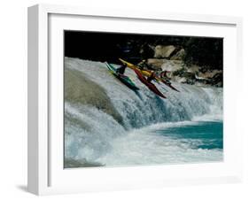 Kayakers Drop Vertically on Shumel Ja River, Mexico-Michael Brown-Framed Photographic Print