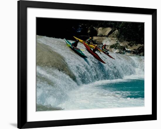 Kayakers Drop Vertically on Shumel Ja River, Mexico-Michael Brown-Framed Photographic Print