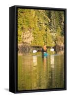 Kayakers in Clam Cove near Browning Passage, Northern Vancouver Island, British Columbia, Canada-Stuart Westmorland-Framed Stretched Canvas