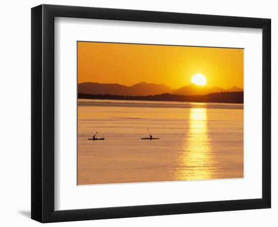 Kayaking at Sunset, San Juan Islands, Washington, USA-Stuart Westmoreland-Framed Photographic Print