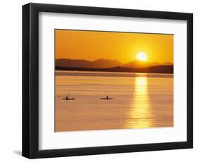 Kayaking at Sunset, San Juan Islands, Washington, USA-Stuart Westmoreland-Framed Photographic Print