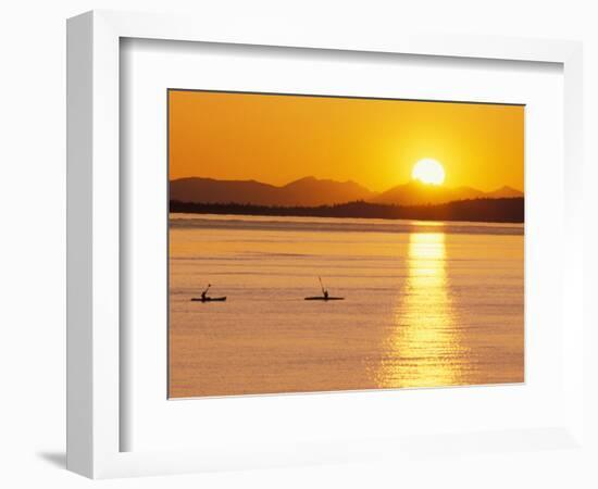 Kayaking at Sunset, San Juan Islands, Washington, USA-Stuart Westmoreland-Framed Photographic Print