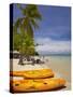 Kayaks and Beach, Shangri-La Fijian Resort, Yanuca Island, Coral Coast, Viti Levu, Fiji-David Wall-Stretched Canvas