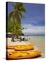 Kayaks and Beach, Shangri-La Fijian Resort, Yanuca Island, Coral Coast, Viti Levu, Fiji-David Wall-Stretched Canvas