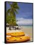 Kayaks and Beach, Shangri-La Fijian Resort, Yanuca Island, Coral Coast, Viti Levu, Fiji-David Wall-Framed Stretched Canvas