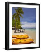 Kayaks and Beach, Shangri-La Fijian Resort, Yanuca Island, Coral Coast, Viti Levu, Fiji-David Wall-Framed Photographic Print