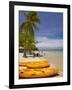 Kayaks and Beach, Shangri-La Fijian Resort, Yanuca Island, Coral Coast, Viti Levu, Fiji-David Wall-Framed Photographic Print
