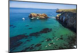 Kayaks and sailboats at Scorpion Cove, Santa Cruz Island, Channel Islands NP, California, USA.-Russ Bishop-Mounted Photographic Print