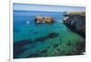 Kayaks and sailboats at Scorpion Cove, Santa Cruz Island, Channel Islands NP, California, USA.-Russ Bishop-Framed Photographic Print